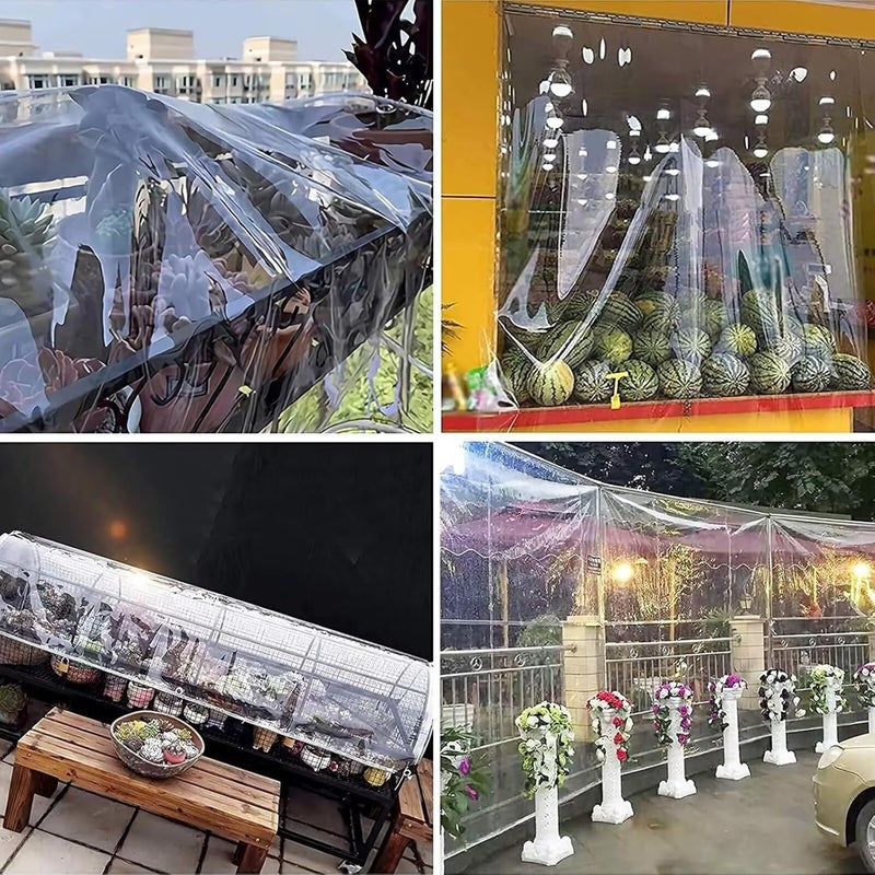 LC&QS Clear Tarp with Grommets,Transparent Heavy Duty PVC Vinyl Tarpaulin， Anti-Tear Waterproof ，14Mil Clear Awning Canopy Patio Enclosure,for Home Garden Outdoor（10' x 20'） - Image 3